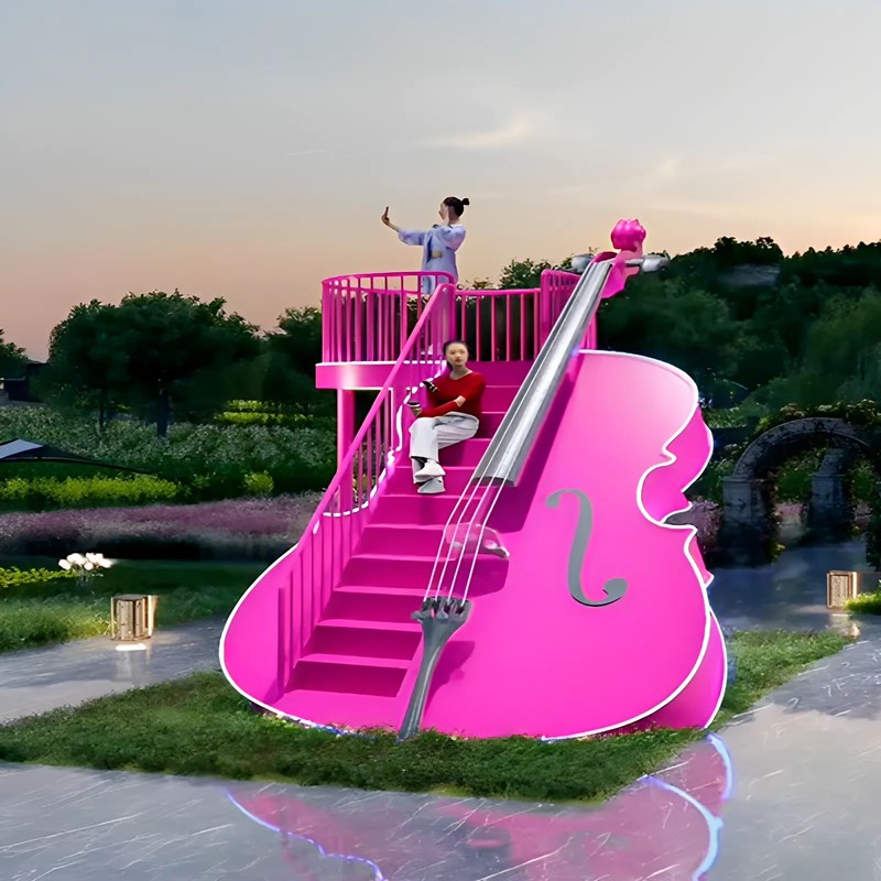 观景台大提琴天梯网红打卡拍照装置商业美M陈道具户外景观摆件定