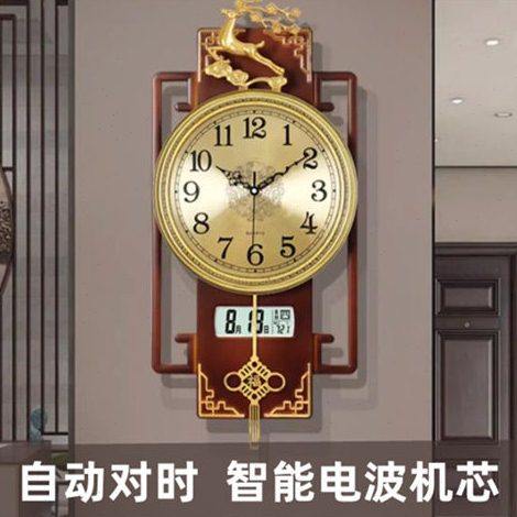 欧式新中式挂钟客厅静音时钟创意摇摆钟表舵手卧室挂表大号石英钟
