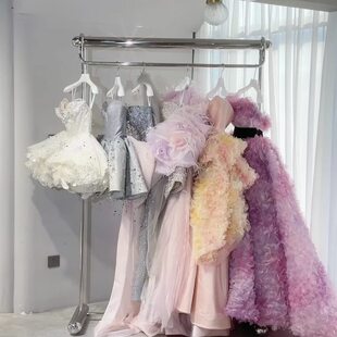 不锈钢落地婚纱架子礼服陈列架样衣拍摄道具秀禾挂衣架头纱展示架