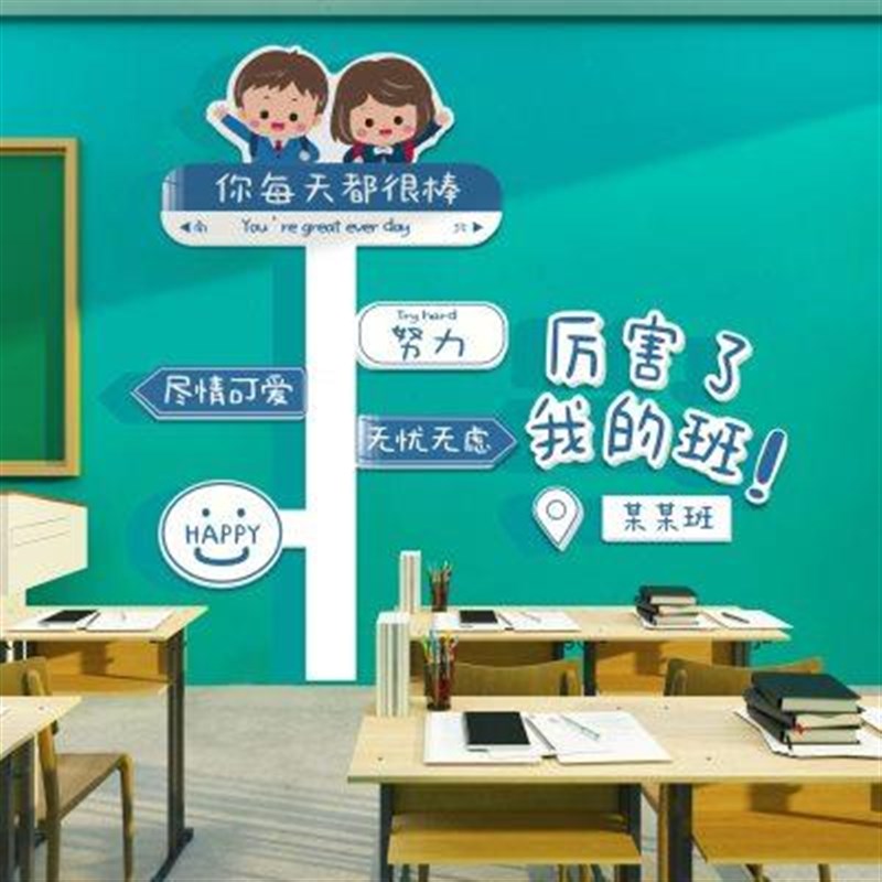 班级文化墙贴纸画教室布置装饰黑板D报神器学校励志标语自习室创