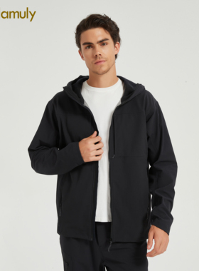 Lalamuly男士防水软壳冲锋衣防泼水连帽户外厚款薄绒夹克外套登山