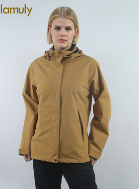 Lalamuly户外冲锋衣女防风防水连帽可拆卸徒步登山运动有里外套
