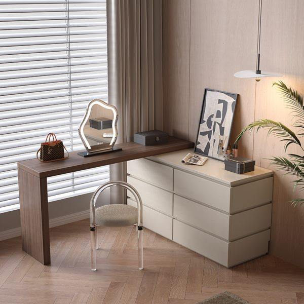 白色梳妆台斗柜一体简约现代2024新款轻奢奶油风实木转角化妆桌,住宅家具,梳妆台/桌,淘宝优惠券,粉丝福利购,淘宝优惠卷
