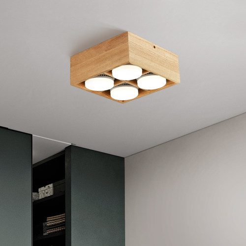 北欧吸顶灯实木日式斗胆灯格栅明装E筒灯过道阳台灯入户玄关卧室