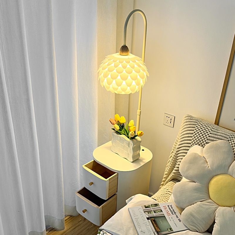 卧室床头柜台灯奶油风一体带抽屉氛围感装饰O置物客厅沙发旁落地