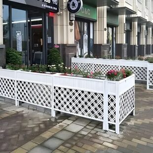 花架屏风隔断餐厅饭店户外防腐木栅栏围栏护栏餐饮办公室花盆白色