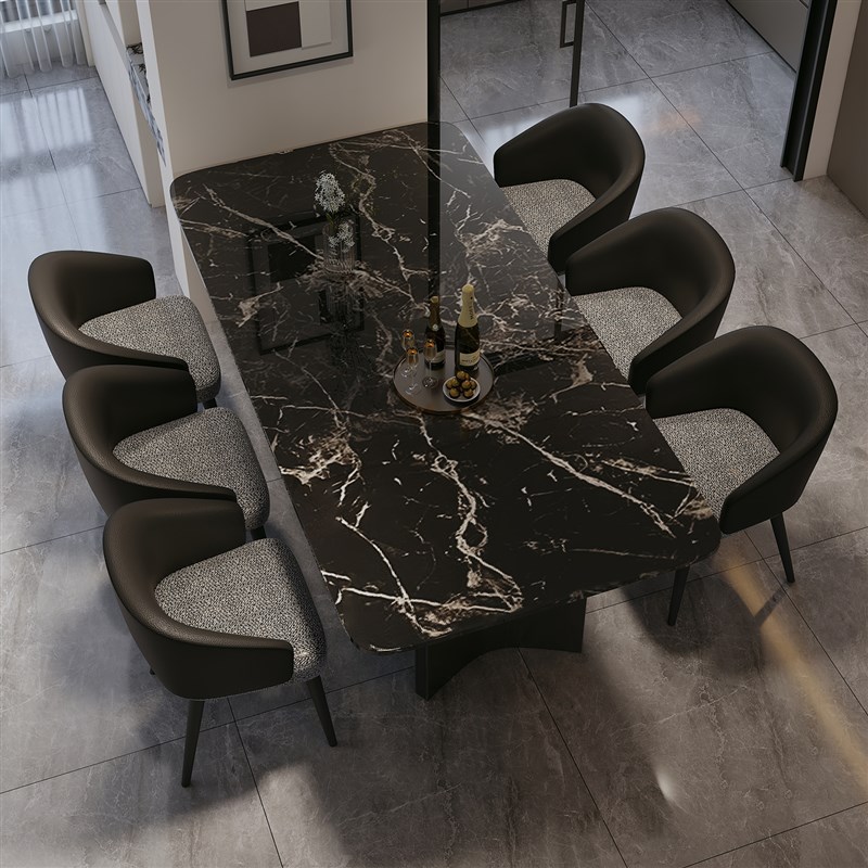 轻奢高级感大g理石餐桌现代简约长方形家用餐桌椅组合小户型吃饭