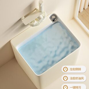 顿野拖把池2024新款家用阳台长方形拖把桶可排水高端卫生间托把池