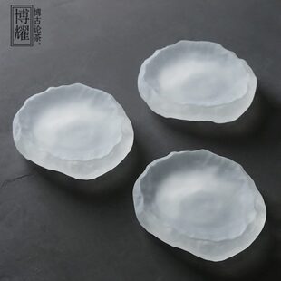 磨砂玻璃茶杯垫透明杯托盖碗茶托隔热垫功夫茶具配件小茶碟点心碟