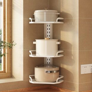 锅架壁挂可调节三角厨房家用多层置物架转角竖放挂墙锅具收纳架子