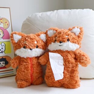 小狐狸挂绳笔袋收纳袋可爱萌趣文具盒超萌超软大容量学生毛绒公仔