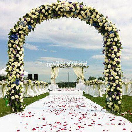 高端全花门结婚绢花拱门玫瑰百合幸福门开业庆典拱门新款藤条花门