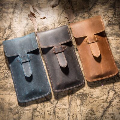 复古牛皮笔袋 头层牛皮手工笔袋男简约笔套牛皮文具袋钢笔袋T054