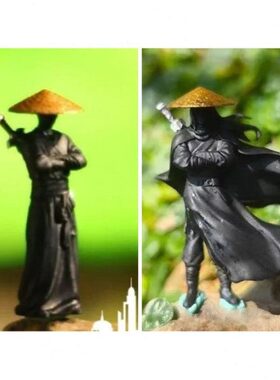 寒江孤影摆件江湖故人古风侠客小山水陆微景缸盆景造观景微缩小人