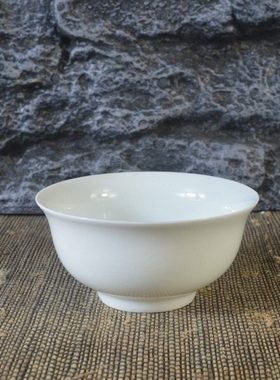 仿古瓷器 复古明永乐风格 甜白釉暗龙纹茶碗 饭碗 古董古玩摆件