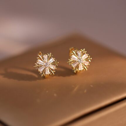 【下单立减50】 小香风雪花耳环奢华镶钻天然锆石太阳花耳钉_WH