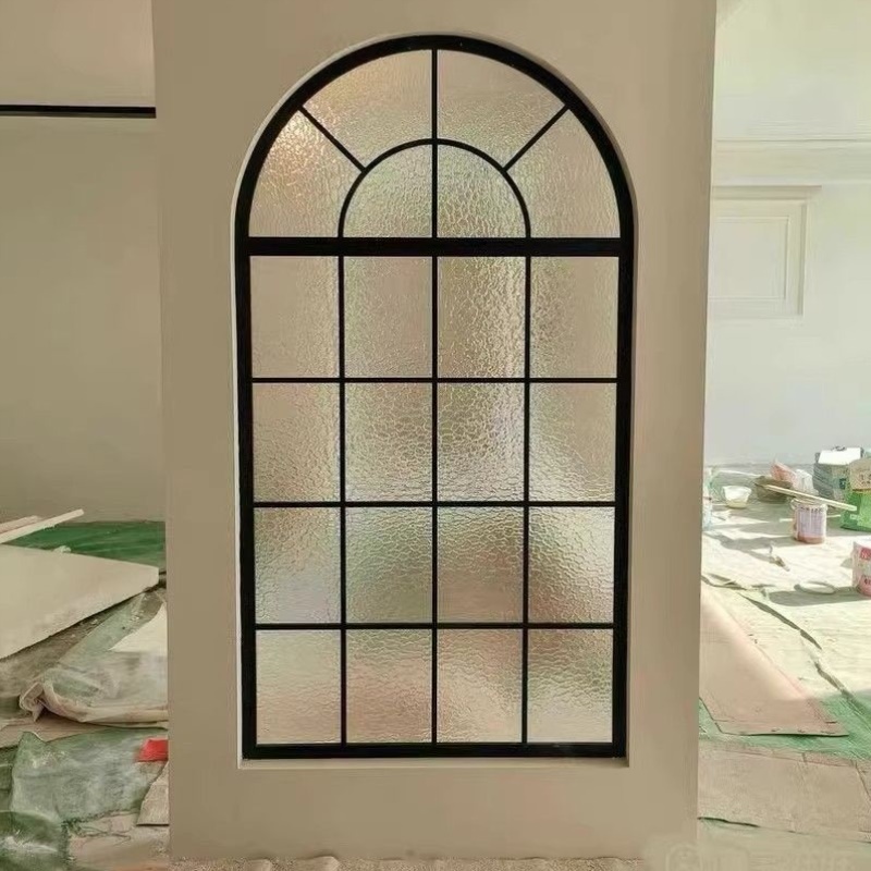 复古铁艺假窗户墙面装饰屏风隔断现货简约玻璃拱形窗定制玄关