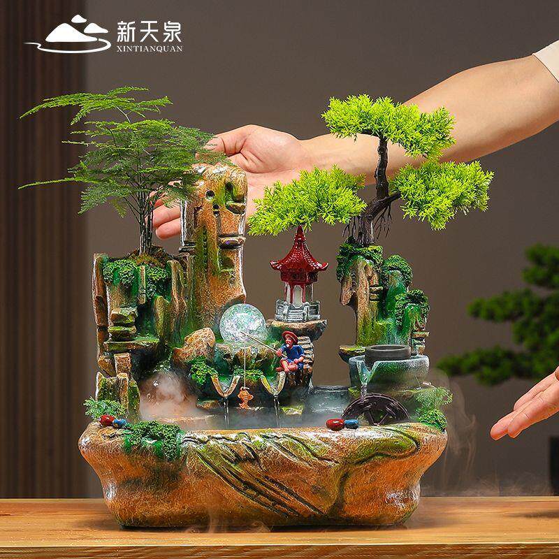 高山流水喷泉摆件风水球