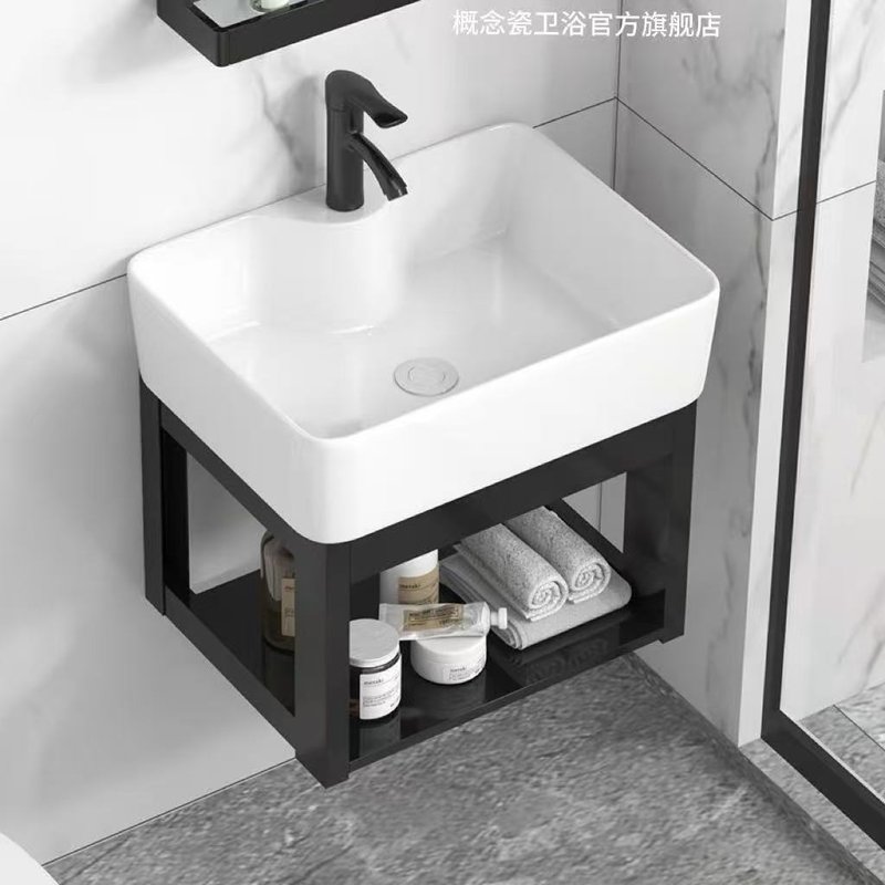小户型家用挂墙式洗脸盆柜组合小型卫生间洗漱简易台池阳台陶瓷