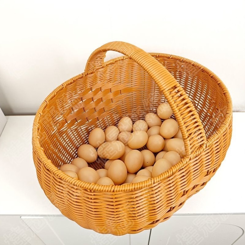 手提篮子野餐采摘水果蔬菜购物篮菜篮鸡蛋手工仿藤编大肚子收纳筐