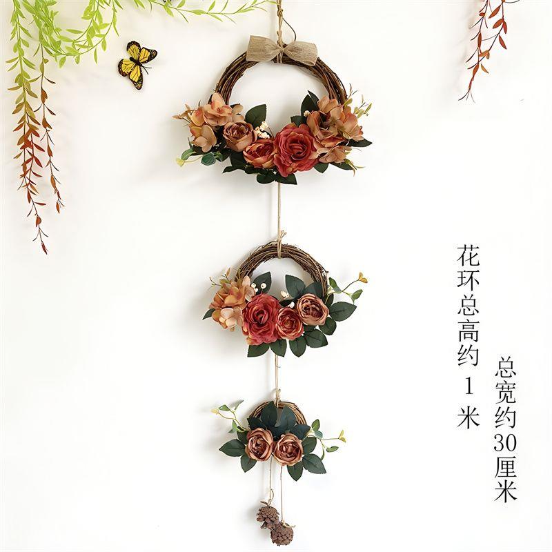 藤艺北欧手工花环-仿真花