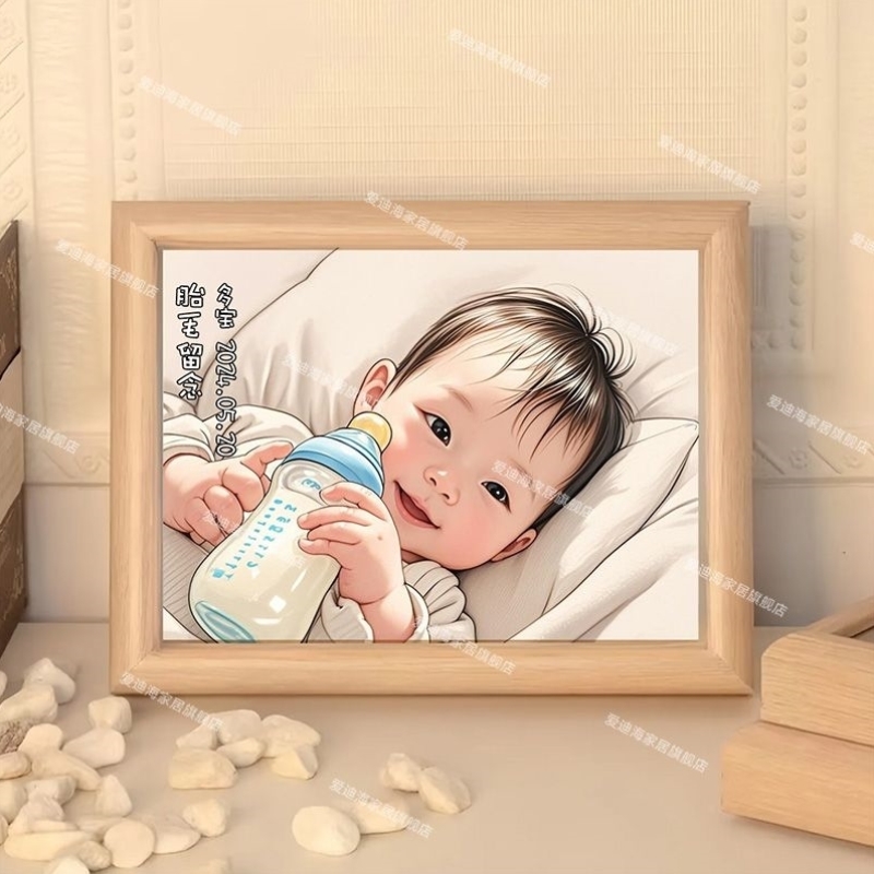 宝宝胎毛相框可定制纪念品收藏保存diy新生小孩婴儿胎发收纳画框