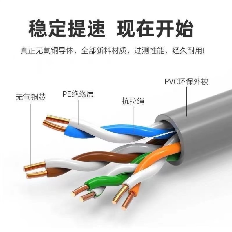 超五类超六类网线无氧铜8芯POE网线室内家用宽带电脑网络线