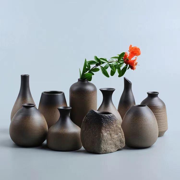 粗陶小花器仿石日式手工