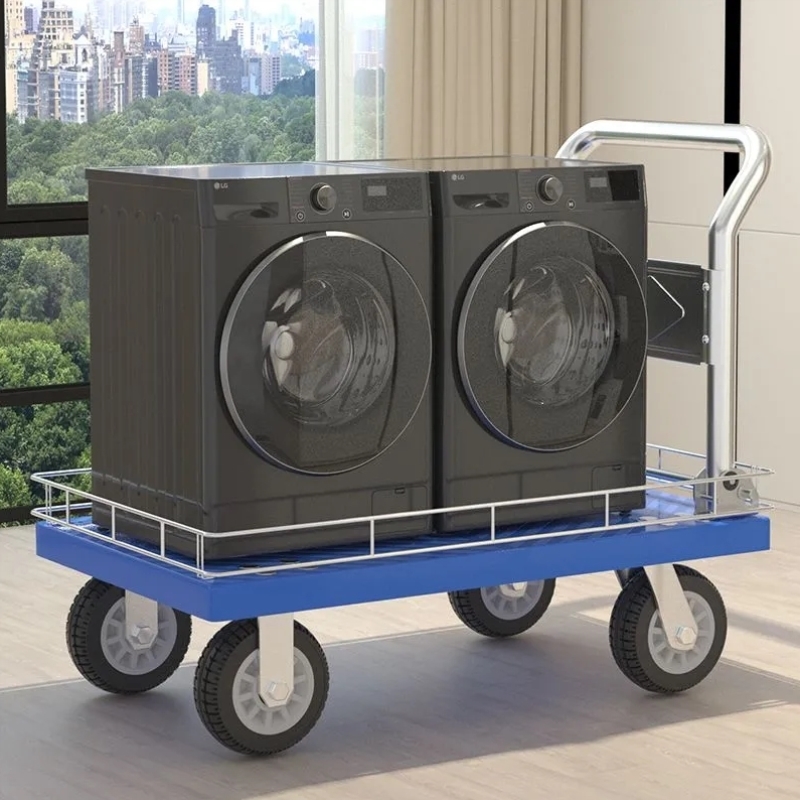 矮围栏平板车手推车可折叠静音便携式周转小推车折叠小拉车搬运车