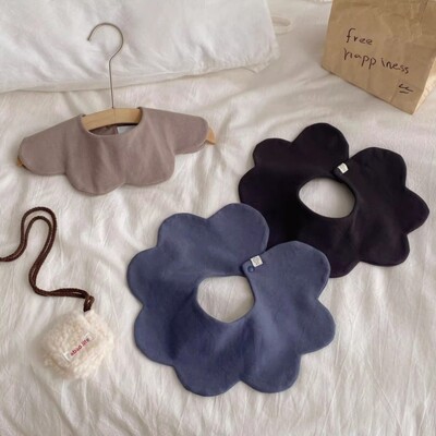 韩版婴儿口水巾宝宝围嘴纯棉A类加厚360花瓣围兜柔软吸水双层超软