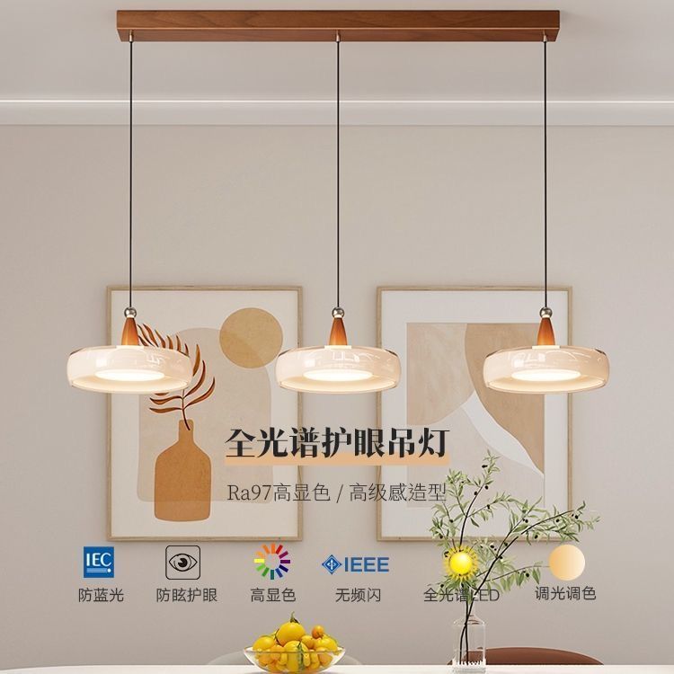 法式餐厅吊灯简约古风意式轻奢新款高级香槟吧台三头餐桌吊灯照明