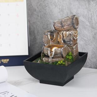 om客e室decor桌面流FDF水摆件厅办公电视柜h桌面招财流水喷泉摆件