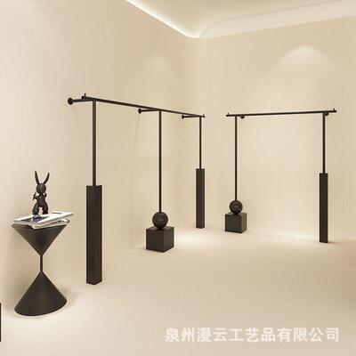 装店展示架简约黑列色铁艺EDV衣加厚挂衣服架子上墙落地挂杆陈服