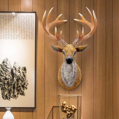 招鹿体头壁挂小号创意客厅FZY-8005背财墙壁装饰大号立玄关过道树