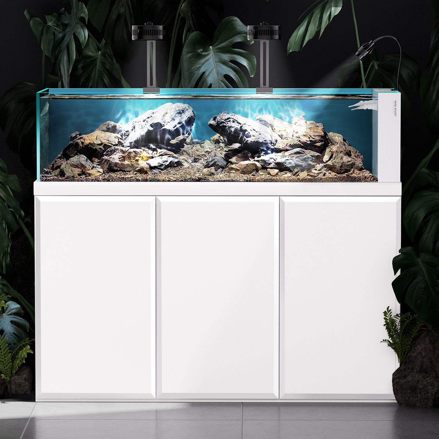 莱易欧2026新款溪流缸简逸客厅落地水族箱金晶超白玻璃底过滤鱼缸