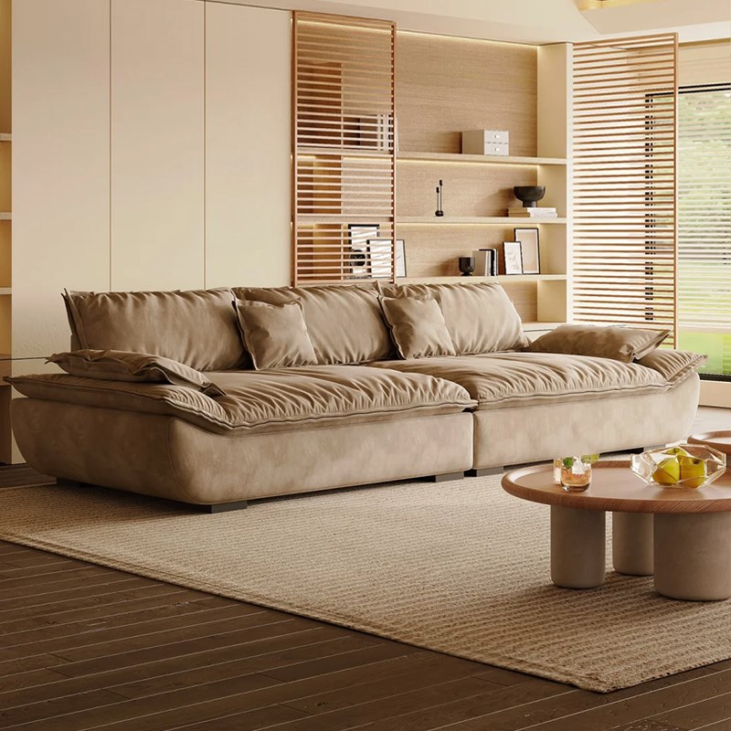 意式极简帆船沙发直m排超宽坐深小户型客厅现代轻奢三人位布艺沙