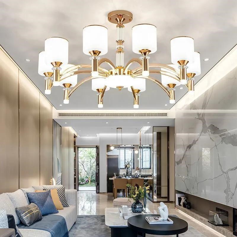 客厅吊灯主卧室灯简约p现代轻奢吊灯家用餐厅北欧防尘吊灯三室两