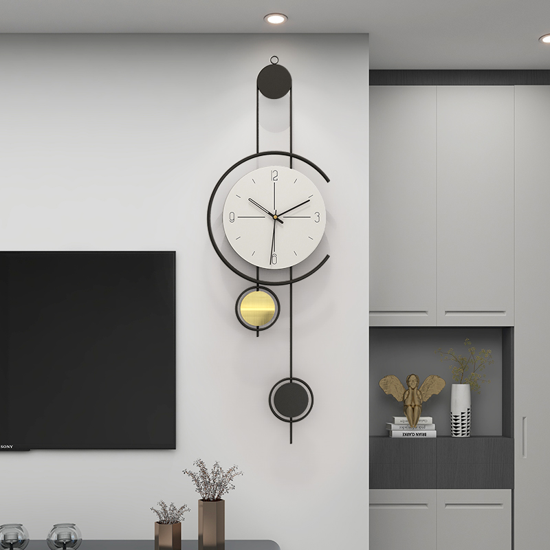 客厅挂钟现代简约背景装饰时钟挂墙免钉2I023新款网红个性创意钟