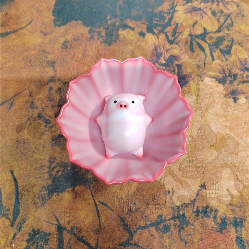 新款创意红土猪油冻莲花加泡泡H猪茶宠开片可养功夫茶具