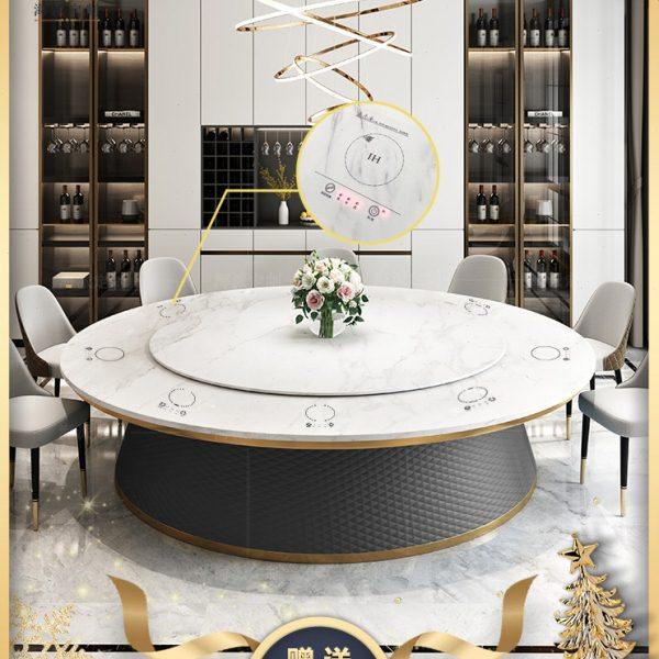 一人一锅火锅桌子岩板大理石桌电磁炉一体椅餐桌饭店圆桌商用家用,商业/办公家具,火锅桌,淘宝优惠券,粉丝福利购,淘宝优惠卷