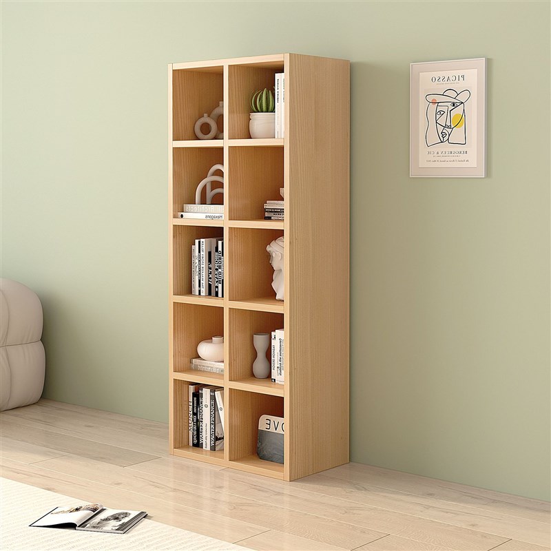 实木书架落地靠墙储物柜多层置物架客厅展示柜整墙书柜组合格子柜