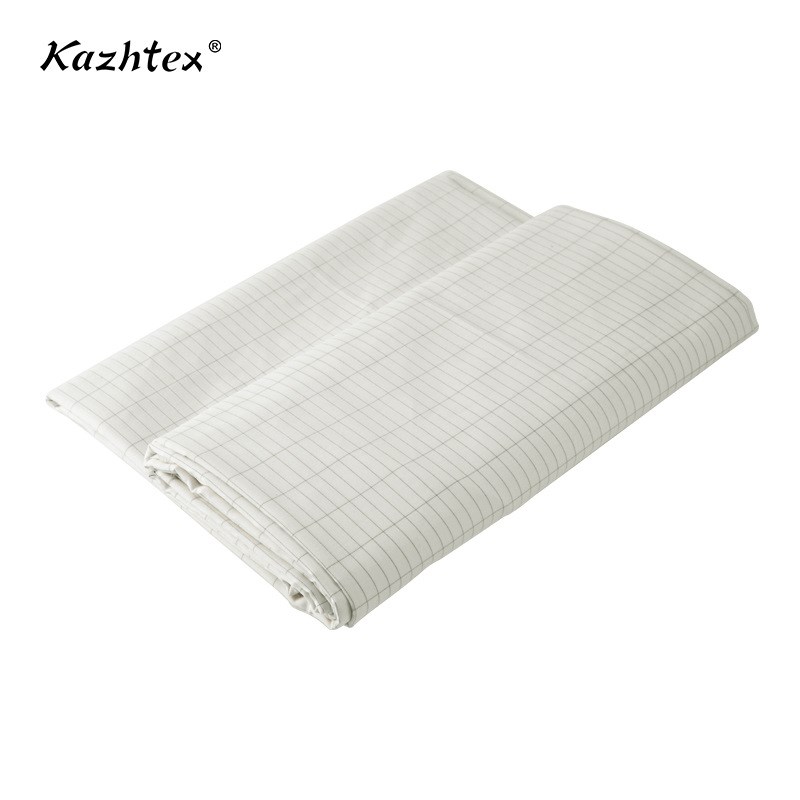 厂家银纤维接地导电面料精梳棉镀银大格子布接地气床单枕套梭织布