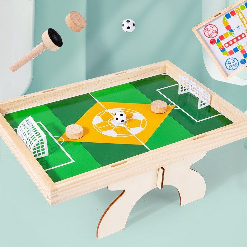 儿童木制二合一飞行棋桌面足球游戏双人对战亲子互动益智桌游玩具
