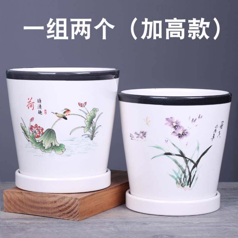 花瓶陶瓷种花盆肉肉2021新款金钱树网红白色大口径花盘室内家用