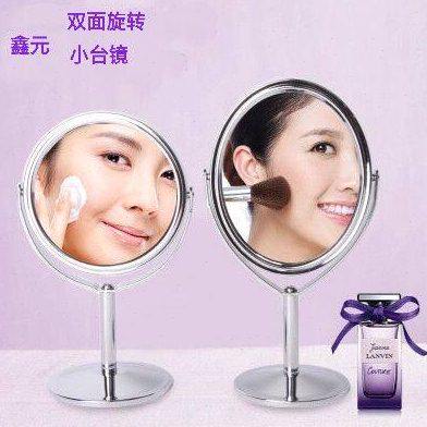 迷你双面桌面小台镜公主美容化妆随身镜子办公室宿舍寝室旋转台镜