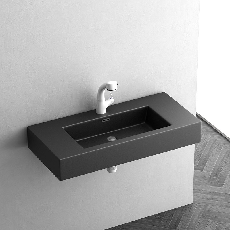 轻奢岩石一体盆挂墙式台上盆小洗手盆洗脸家用P可定制岩板现代简