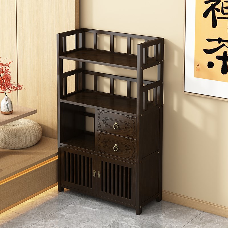 新中式实木博古架餐边柜子客厅茶水D柜台茶室茶叶柜茶边置物小柜