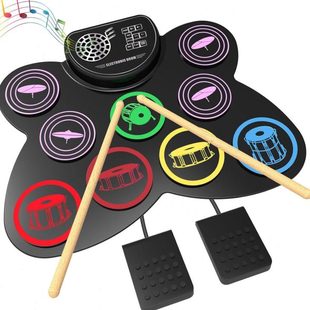 手卷电子架子鼓便携式简易折叠桌面打击板垫家用儿童模拟练习神器