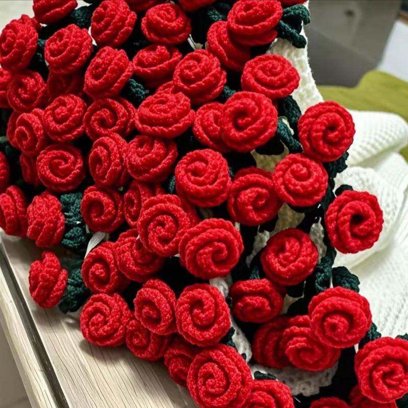 玫瑰花ZUN毯子勾毛线编包织手工diy钩针铃兰毯花束大号花朵材料工