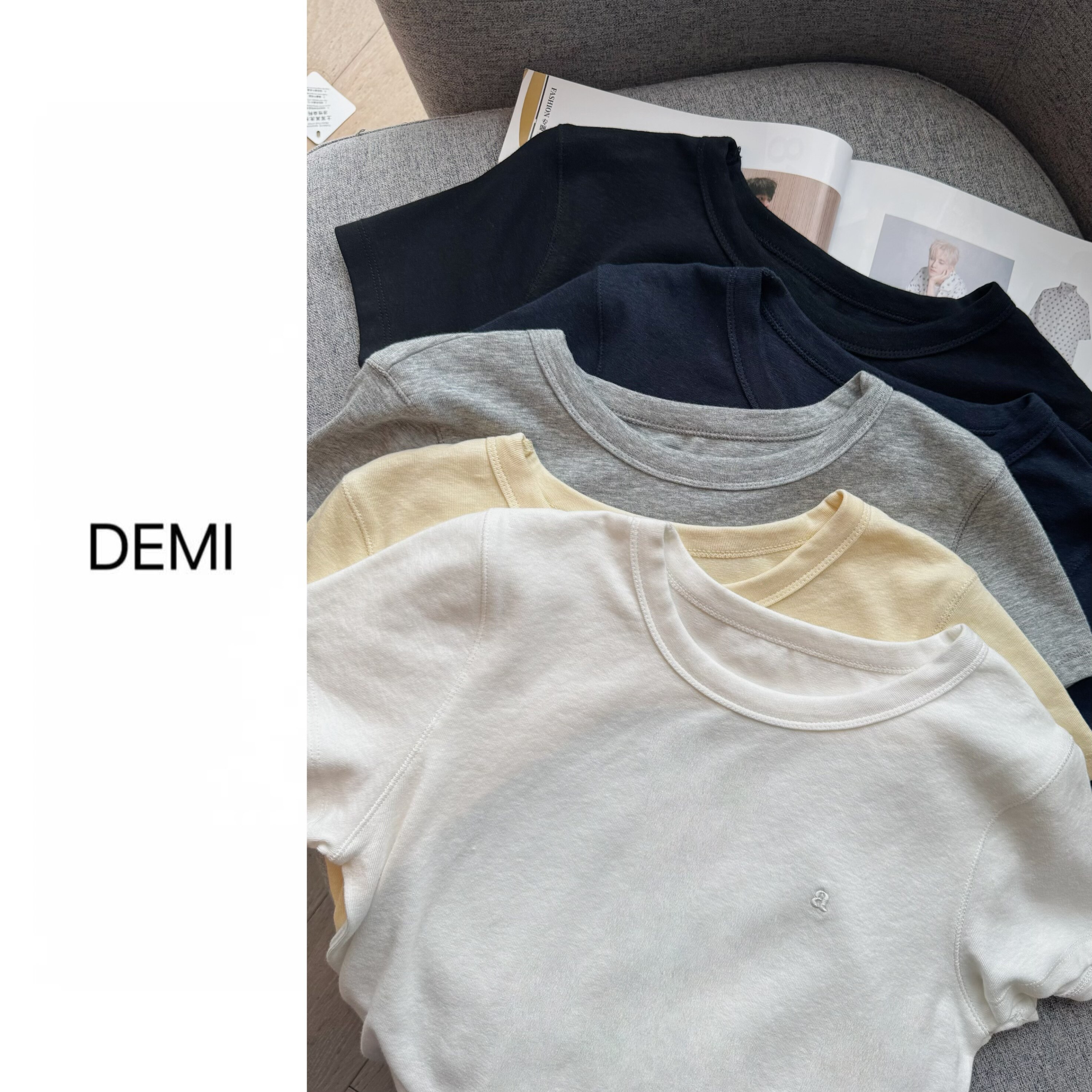 MISS RUILI定制 春季新款纯色基础百搭宽松减龄短袖T恤F1816